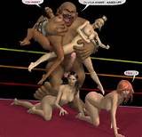 Chaud Ogre Art Comics quatre salopes 3D pour un monstre coq
