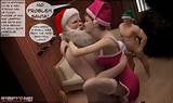 Horny Santa 3d et son Helper Sedcued deux vigoureux Cuties et ayant une