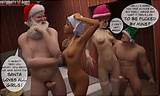 Horny Santa 3d et son Helper Sedcued deux vigoureux Cuties et ayant une